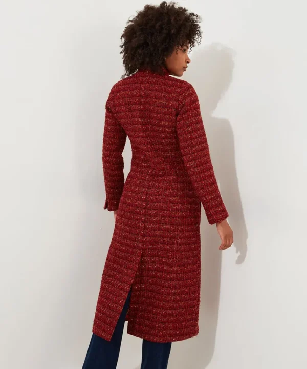 Fashion Joe Browns Maya Tweed Maxi Coat Burnt Orange
