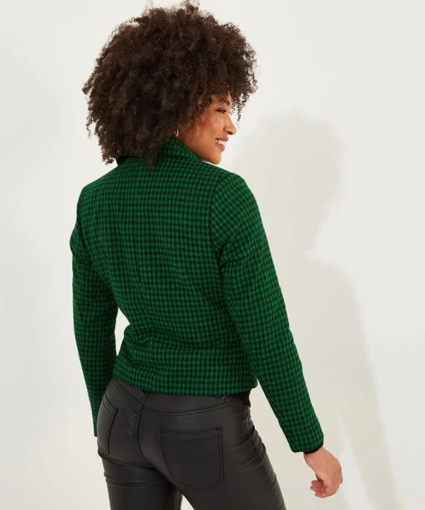 Online Joe Browns Meg Dogstooth Biker Jacket Green