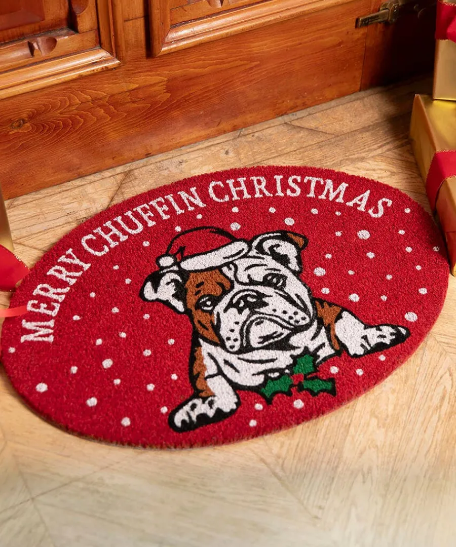 merry_chuffin_christmas_b_1.webp Outlet Joe Browns Merry Chuffin Christmas Bulldog Doormat Red