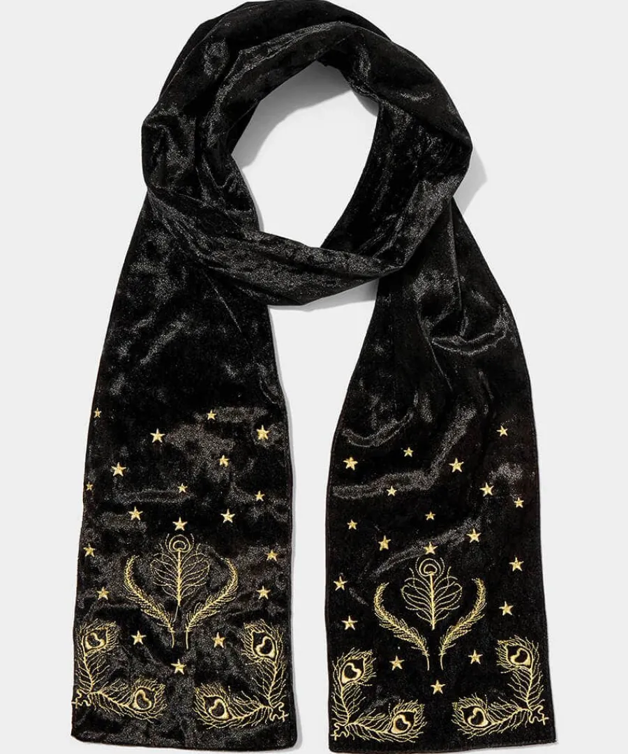 opulence_embroidered_velo_0.webp Discount Joe Browns Opulence Embroidered Velour Scarf Black/Gold