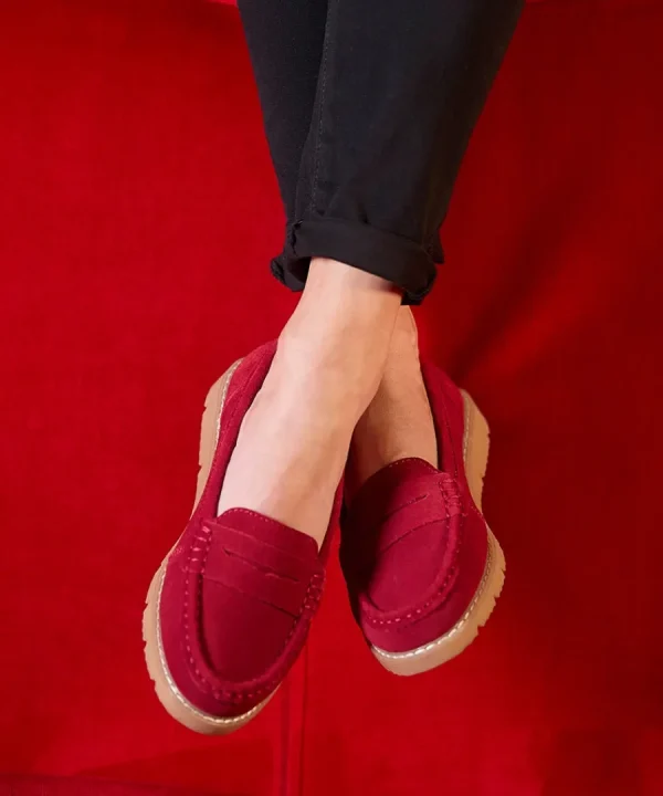 Shop Joe Browns Palma Harbour Suede Loafers Red
