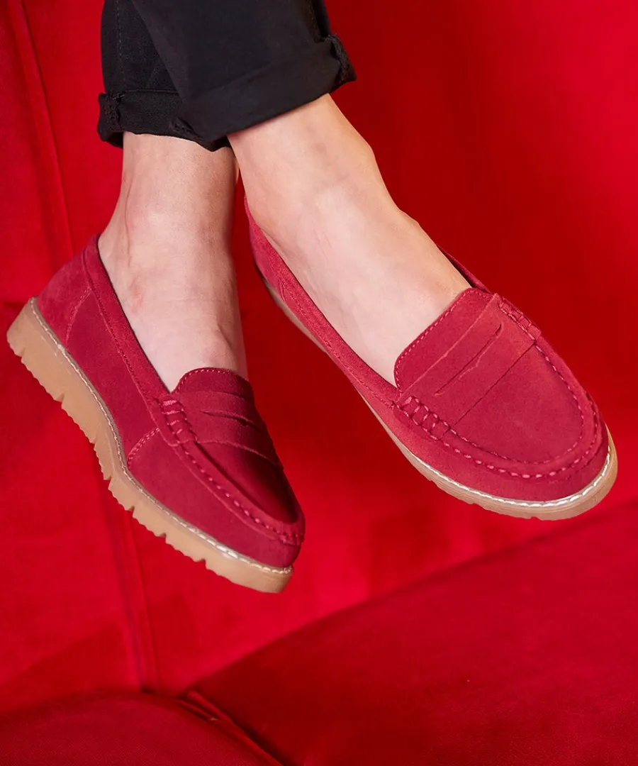 palma_harbour_suede_loafe_5.webp Shop Joe Browns Palma Harbour Suede Loafers Red