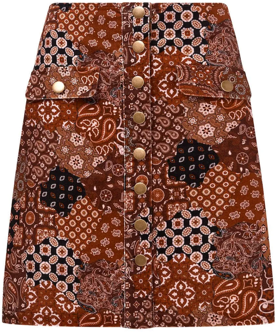 perfect_patchwork_skirt_0.webp Sale Joe Browns Perfect Patchwork Skirt Brown