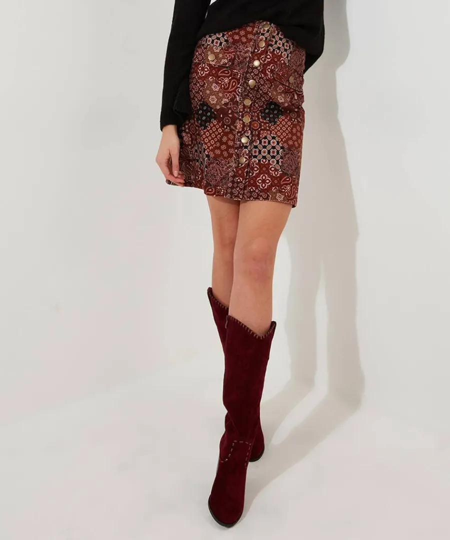perfect_patchwork_skirt_1.webp Sale Joe Browns Perfect Patchwork Skirt Brown