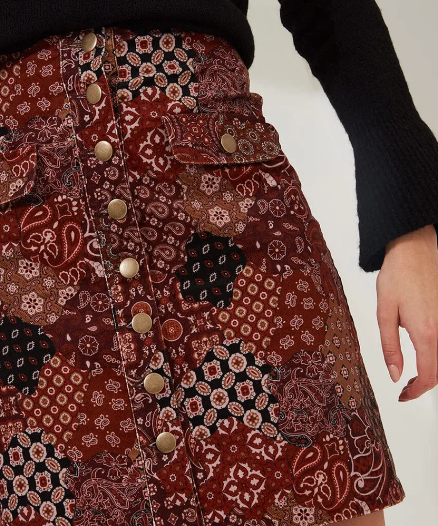 perfect_patchwork_skirt_3.webp Sale Joe Browns Perfect Patchwork Skirt Brown