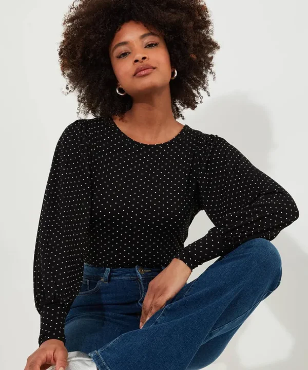 Online Joe Browns Perfectly Polka Dot Jersey Top Black
