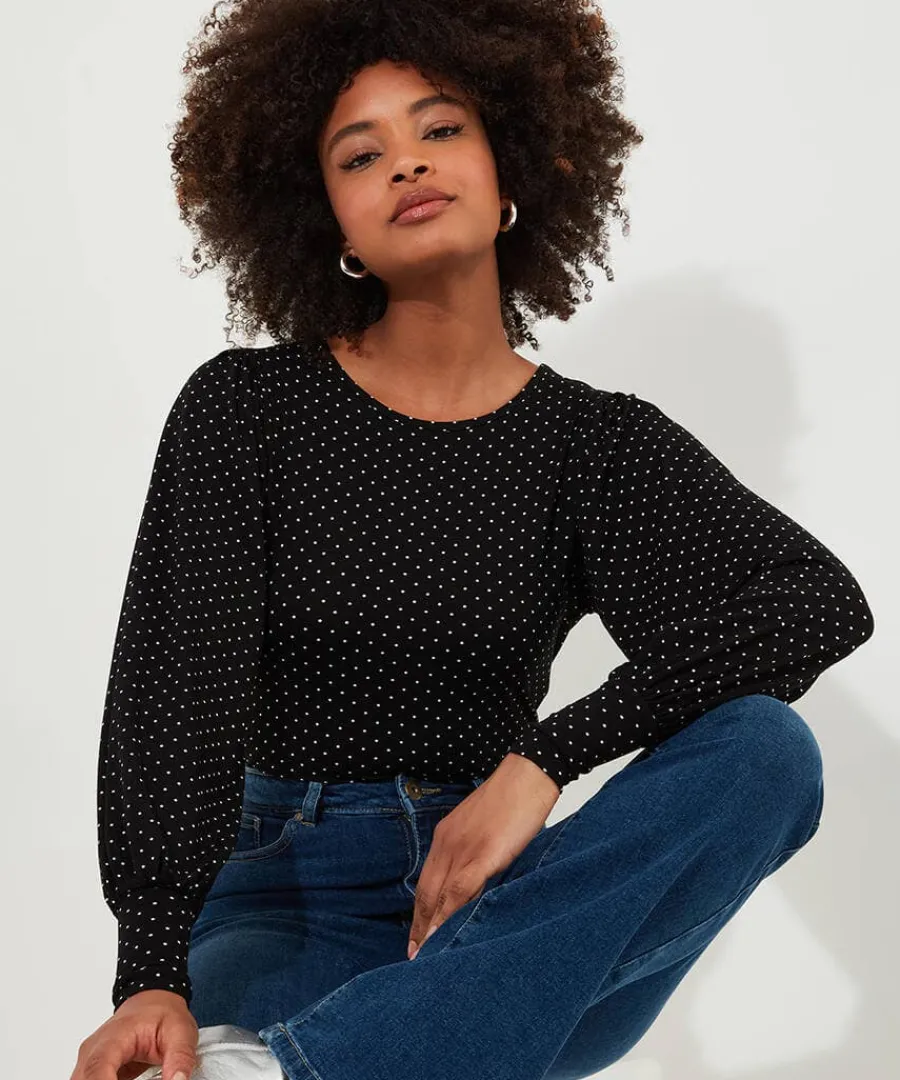 perfectly_polka_dot_jerse_3.webp Online Joe Browns Perfectly Polka Dot Jersey Top Black