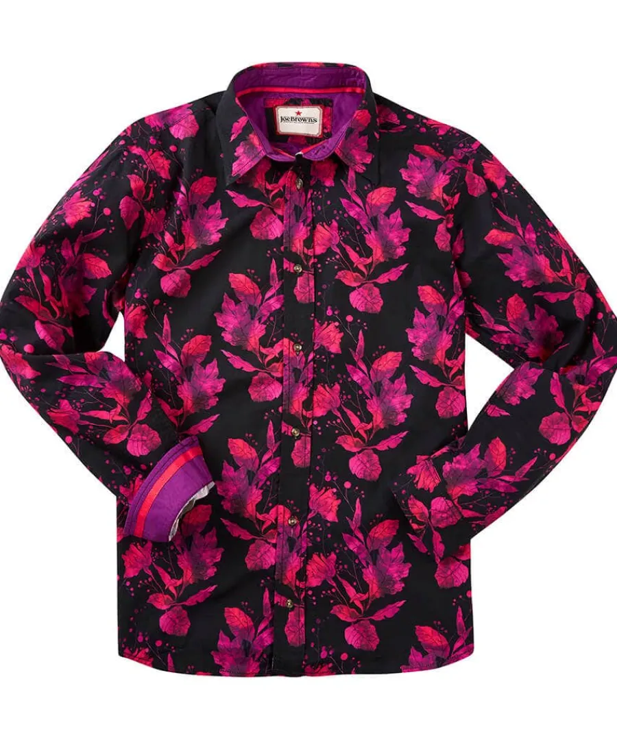pink_autumn_leaves_shirt_0.webp Shop Joe Browns Pink Autumn Leaves Shirt Pink / Black
