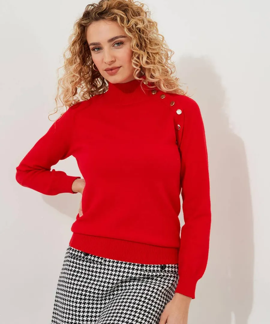 poppy_high_neck_jumper_2.webp Best Joe Browns Poppy High Neck Jumper Red / Black