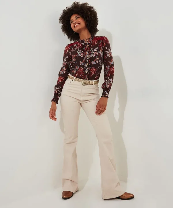 Clearance Joe Browns Prettiest Floral Blouse And Cami Aubergine