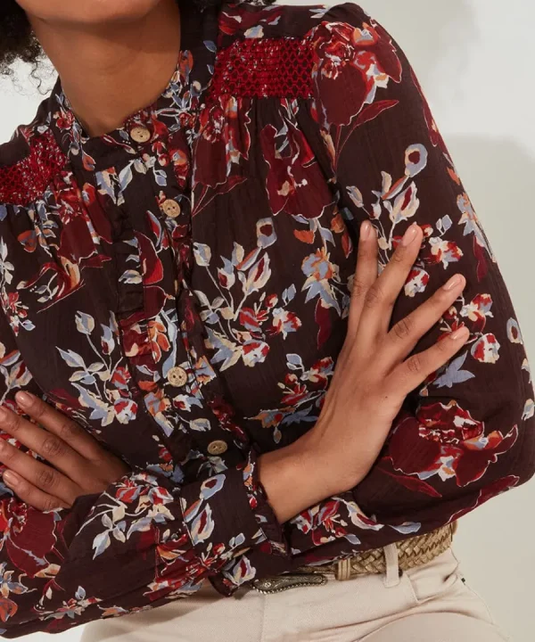 Clearance Joe Browns Prettiest Floral Blouse And Cami Aubergine