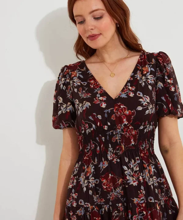 Cheap Joe Browns Prettiest Floral Dress Aubergine