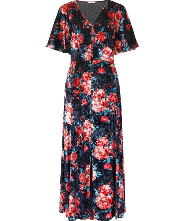 Hot Joe Browns Radiant Rose Velour Dress Black