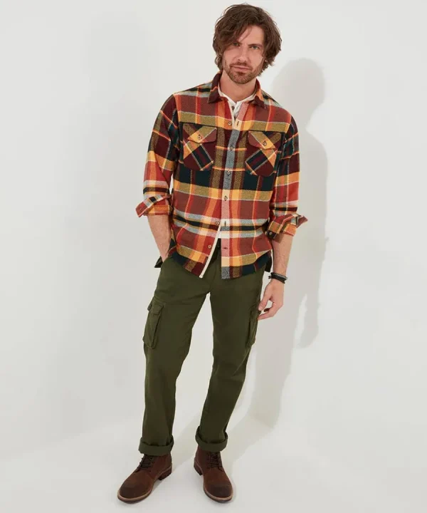 Hot Joe Browns Ready For Action Check Shirt Orange