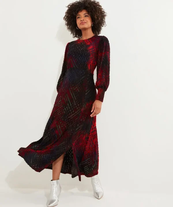 Sale Joe Browns Rita Striking Devore Dress Burnt Orange