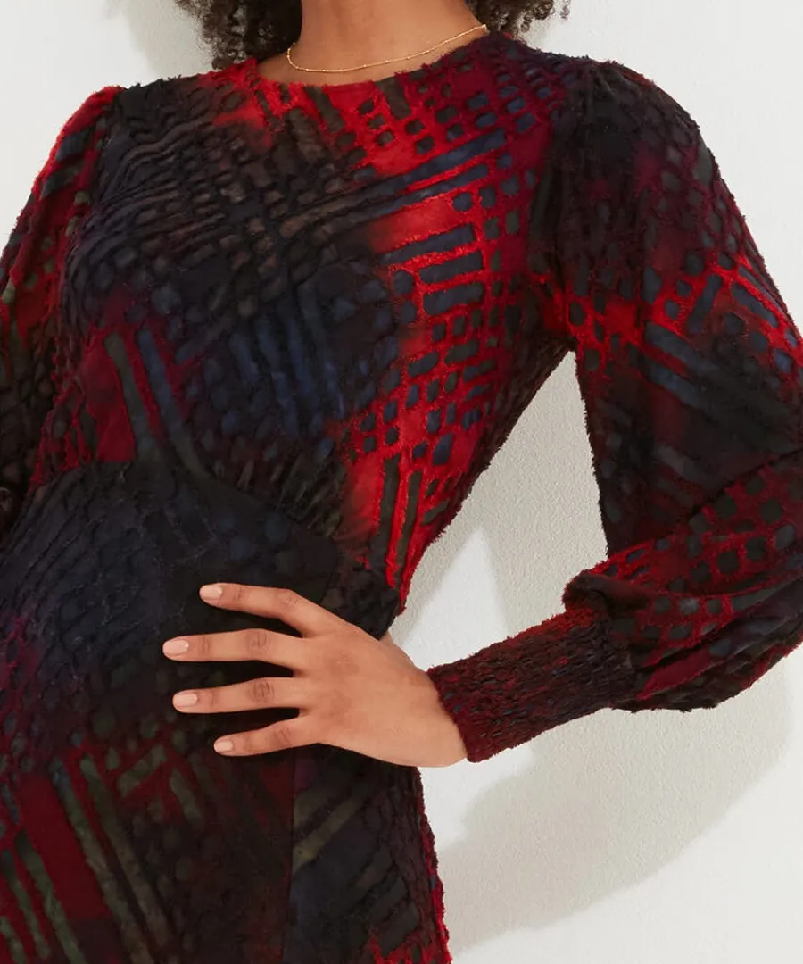 rita_striking_devore_dres_4.webp Sale Joe Browns Rita Striking Devore Dress Burnt Orange