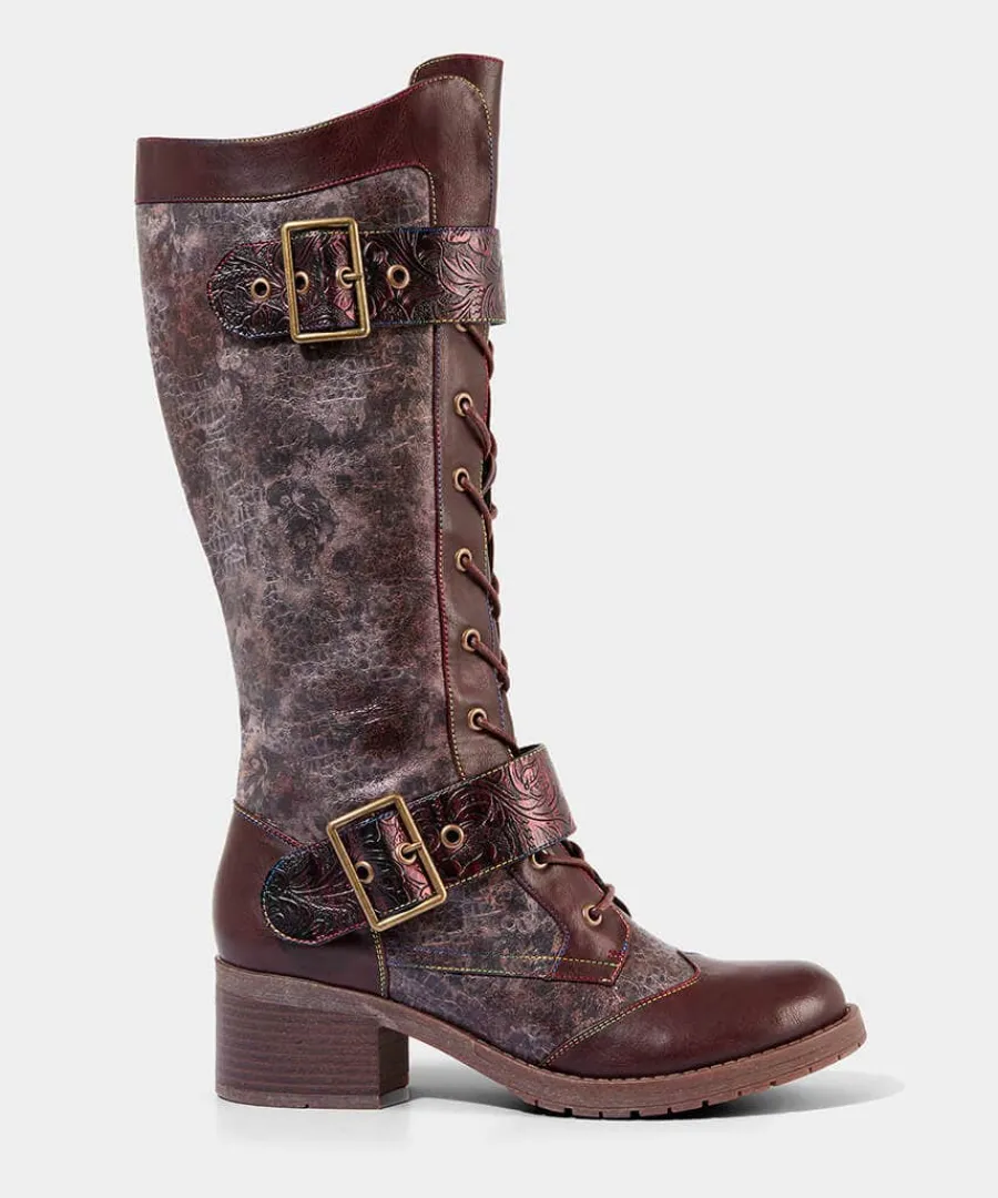 robyn_tooled_strap_boots_0.webp Outlet Joe Browns Robyn Tooled Strap Boots Tan Multi
