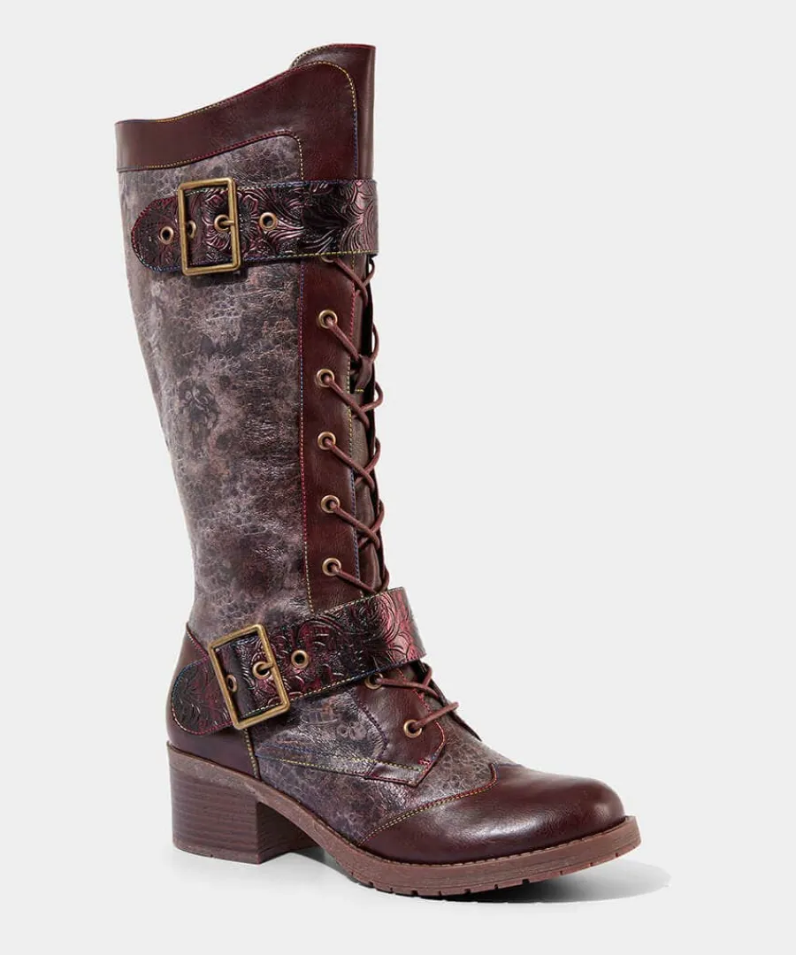 robyn_tooled_strap_boots_1.webp Outlet Joe Browns Robyn Tooled Strap Boots Tan Multi