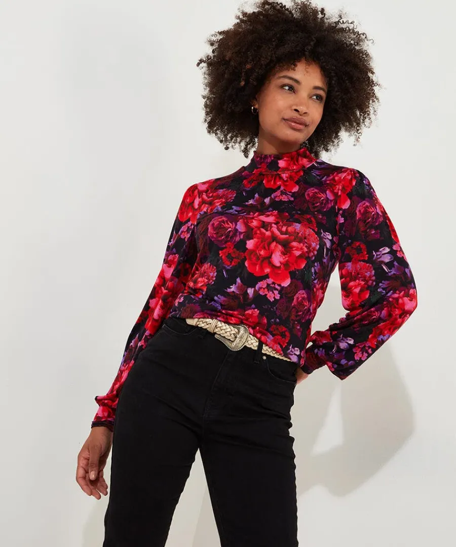 romantic_florals_jersey_p_2.webp Clearance Joe Browns Romantic Florals Jersey Print Top Red