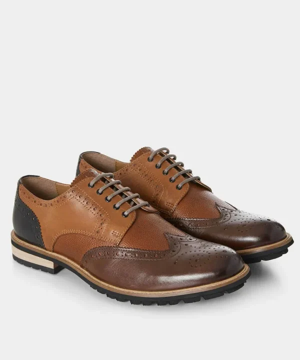 Clearance Joe Browns Savile Mixed Leather Brogues Tan Multi
