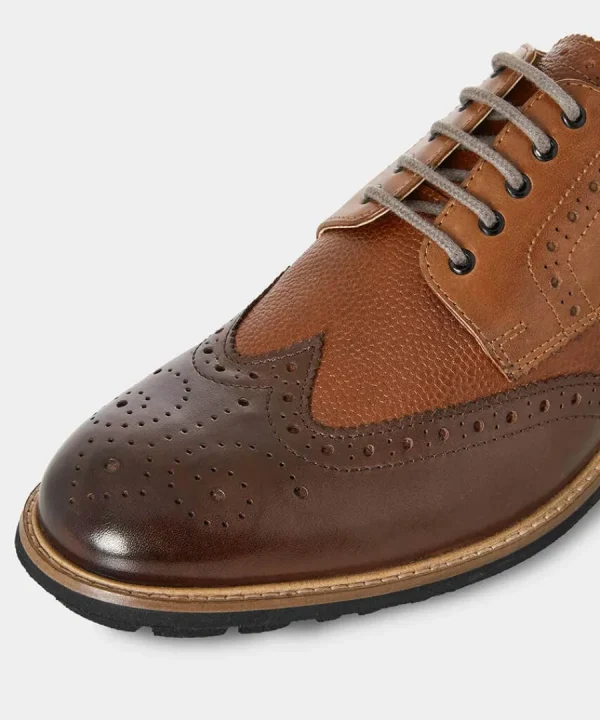 Clearance Joe Browns Savile Mixed Leather Brogues Tan Multi