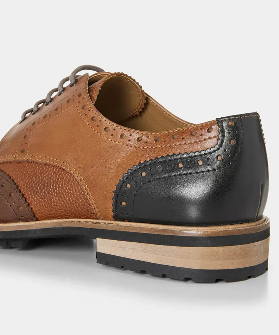 savile_mixed_leather_brog_4.webp Clearance Joe Browns Savile Mixed Leather Brogues Tan Multi
