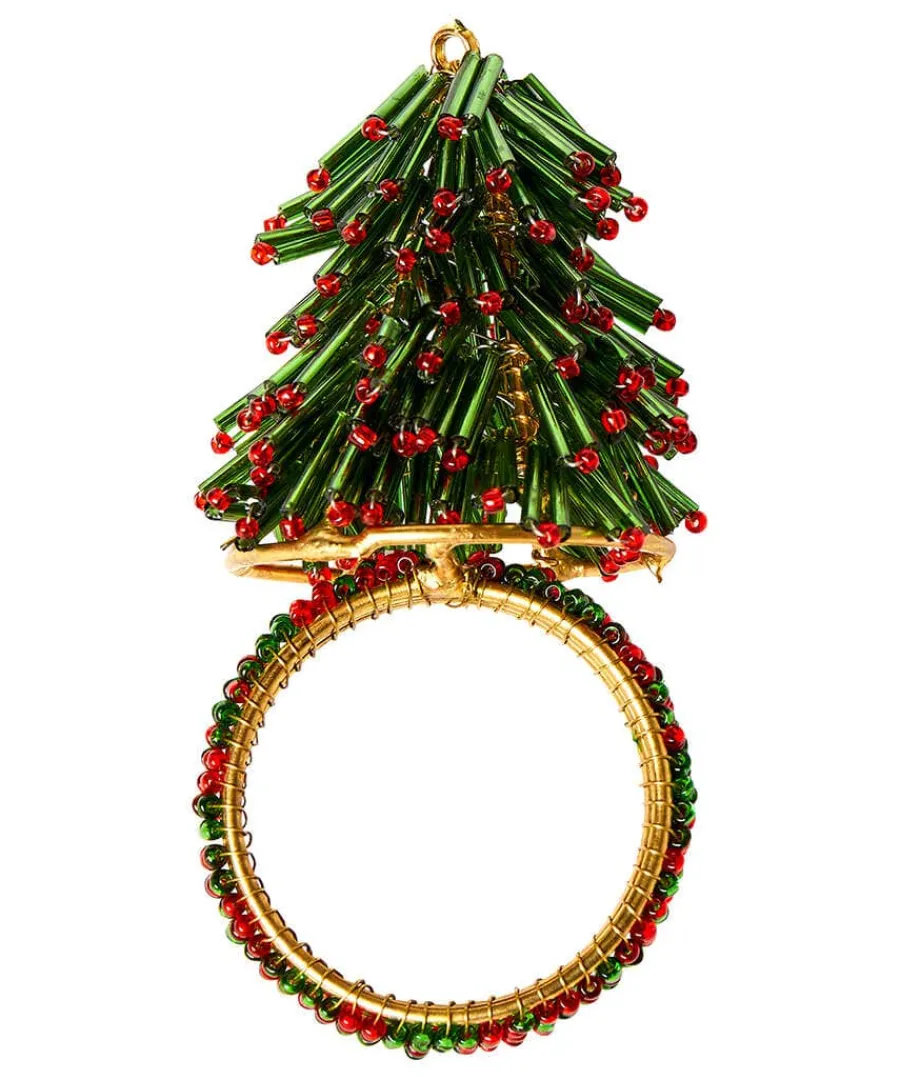 set_of__christmas_tree_be_0.webp Online Joe Browns Set Of 4 Christmas Tree Beaded Napkin Rings Green
