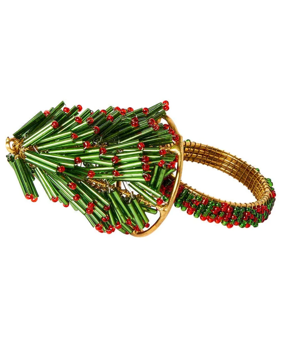 set_of__christmas_tree_be_1.webp Online Joe Browns Set Of 4 Christmas Tree Beaded Napkin Rings Green