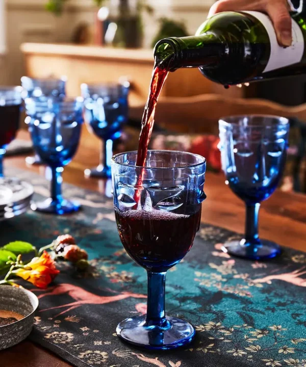 Shop Joe Browns Set Of 6 Deco Face Wine Glasses Blue