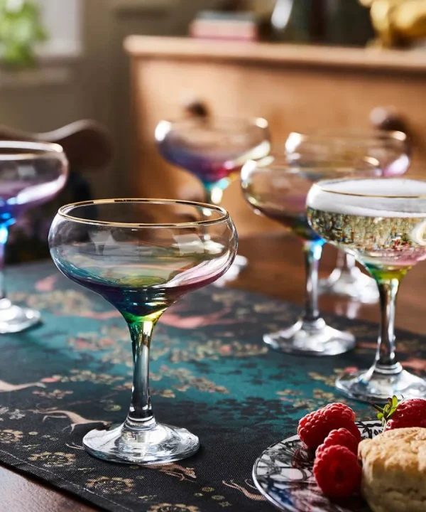 Store Joe Browns Set Of 6 Suave Rainbow Champagne Coupes Purple