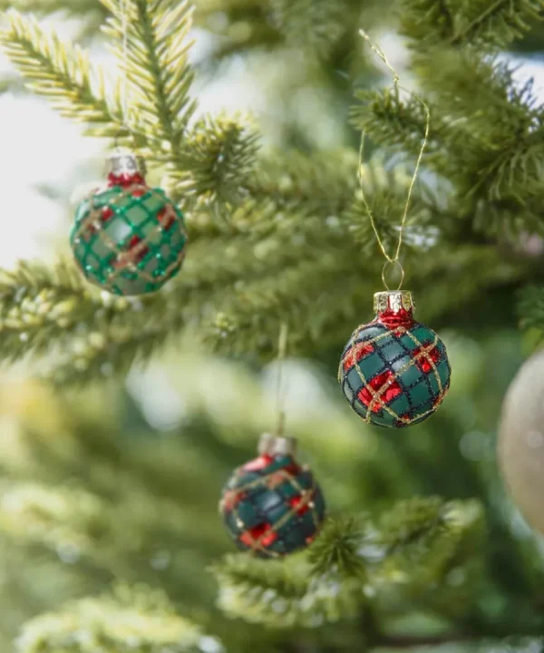 Outlet Joe Browns Set Of 12 Traditional Tartan Baubles Red
