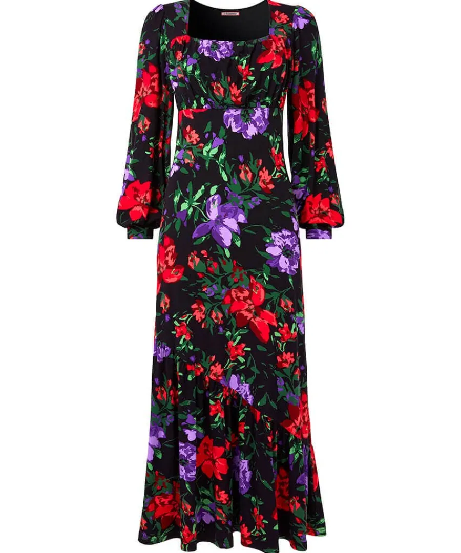 shona_floral_jersey_dress_0.webp Sale Joe Browns Shona Floral Jersey Dress Black