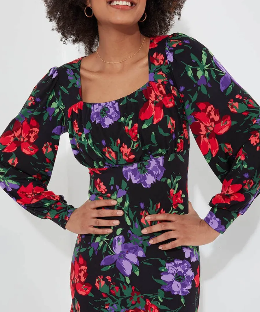 shona_floral_jersey_dress_3.webp Sale Joe Browns Shona Floral Jersey Dress Black