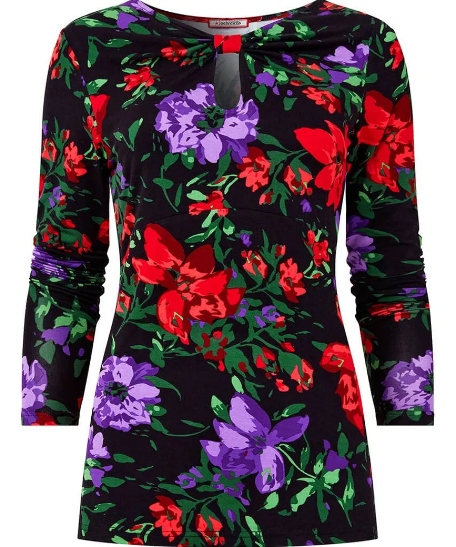 shona_floral_keyhole_jers_0.webp Cheap Joe Browns Shona Floral Keyhole Jersey Top Black