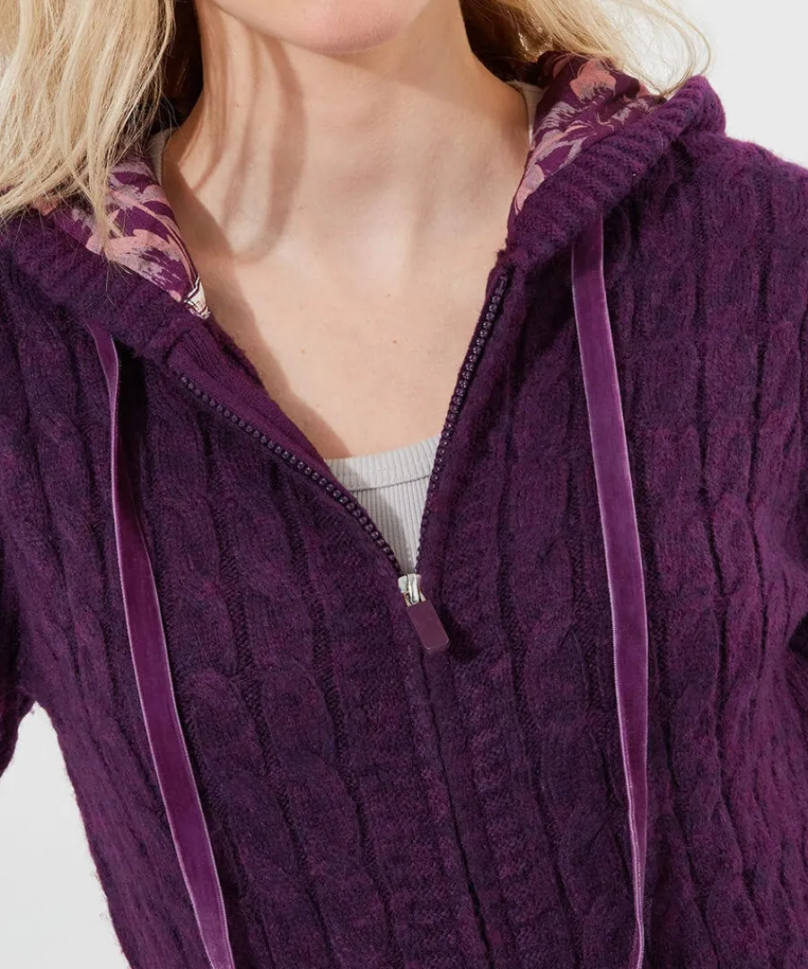 sloe_joes_knitted_cable_z_4.webp Online Joe Browns Sloe Joes Knitted Cable Zip Up Cardigan Purple