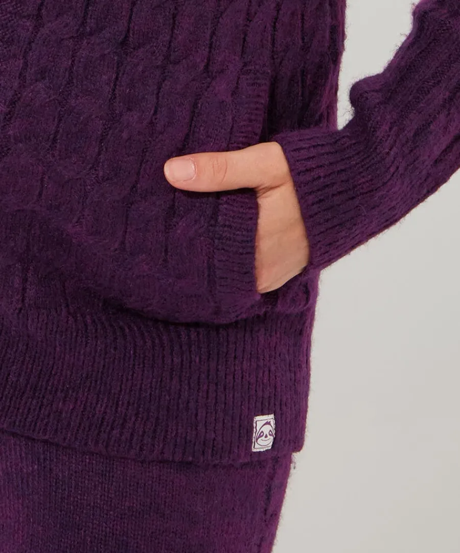 sloe_joes_knitted_cable_z_7.webp Online Joe Browns Sloe Joes Knitted Cable Zip Up Cardigan Purple