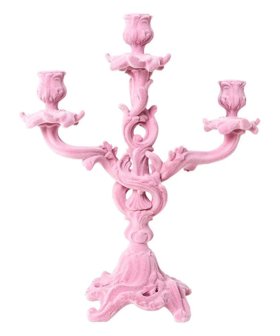 soft_pink_flock_ornate_ca_0.webp Online Joe Browns Soft Flock Ornate Candle Holder Pink