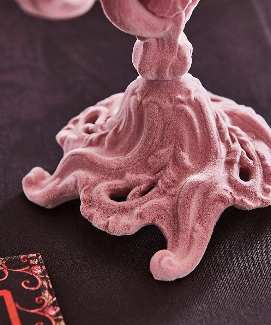 soft_pink_flock_ornate_ca_3.webp Online Joe Browns Soft Flock Ornate Candle Holder Pink