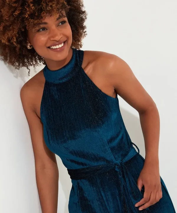 Fashion Joe Browns Statement Velour Jumpsuit Teal