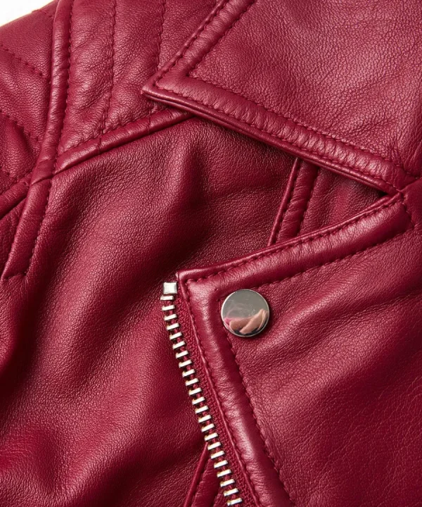 Flash Sale Joe Browns Stitch Detail Leather Biker Jacket Raspberry
