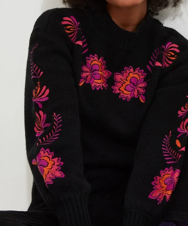 Cheap Joe Browns Stunning Florals Embroidered Jumper Black