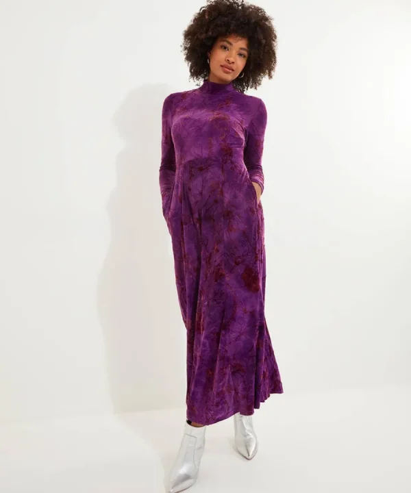 Clearance Joe Browns Truly Remarkable Flocked Jersey Dress Purple