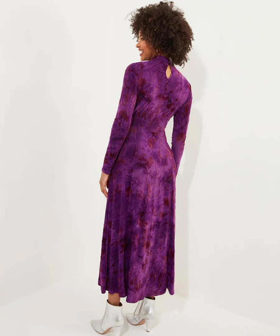 truly_remarkable_flocked__3.webp Clearance Joe Browns Truly Remarkable Flocked Jersey Dress Purple