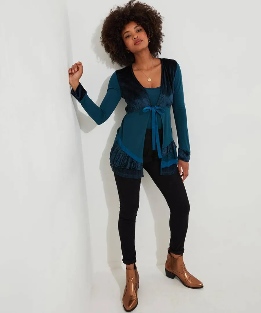 valerie_velour_cutabout_t_2.webp New Joe Browns Valerie Velour Cutabout Top Teal