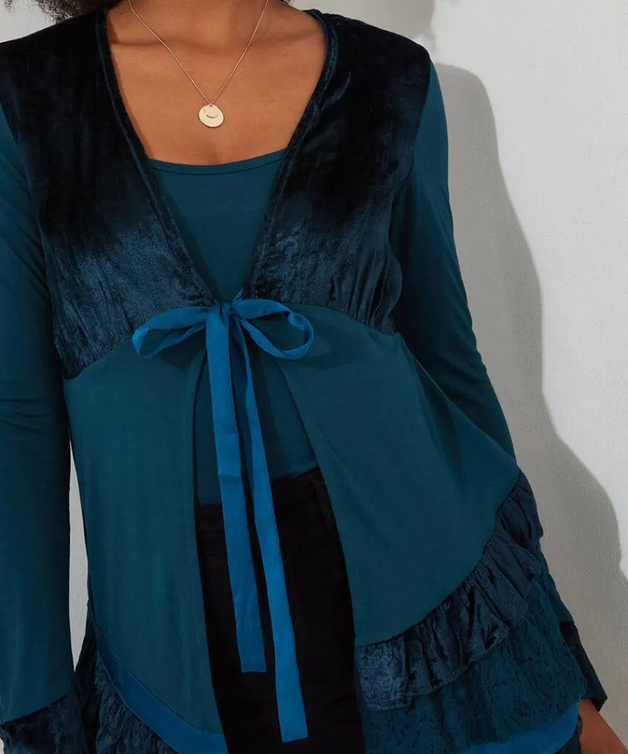 valerie_velour_cutabout_t_3.webp New Joe Browns Valerie Velour Cutabout Top Teal