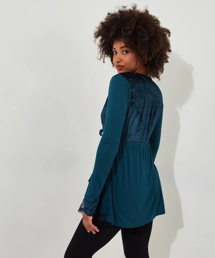 valerie_velour_cutabout_t_4.webp New Joe Browns Valerie Velour Cutabout Top Teal