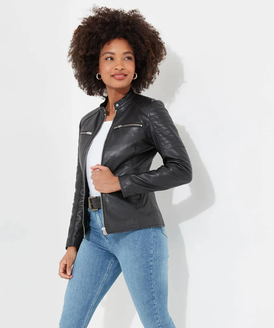 victoria_zip_up_leather_b_3.webp Flash Sale Joe Browns Victoria Zip Up Leather Biker Jacket Black
