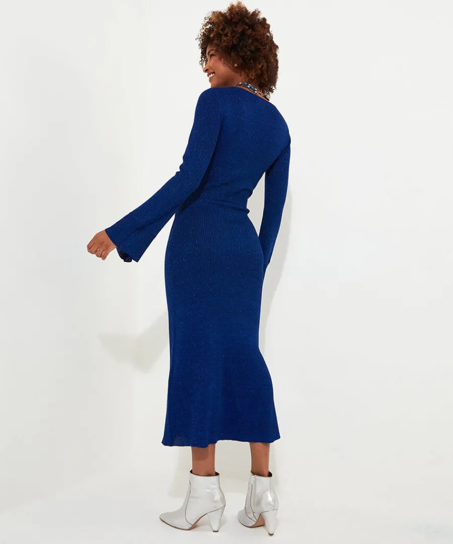 winter_sparkle_rib_knit_d_2.webp Online Joe Browns Winter Sparkle Rib Knit Dress Blue