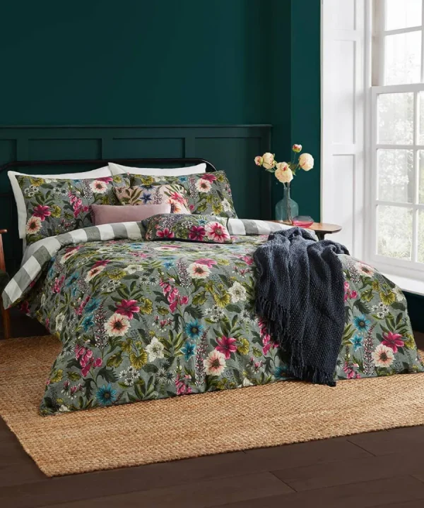 Store Joe Browns Wonderful Wildflower Cotton Slub Reversible Duvet Set Green