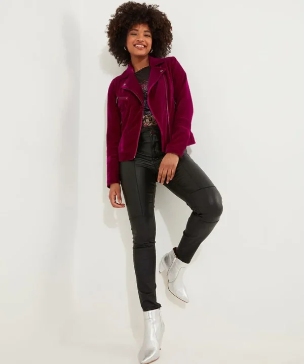 Hot Joe Browns Wonderfully Velour Jacket Magenta